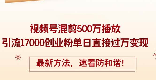 精华帖视频号混剪500万播放引流17000创业粉，单日直接过万变现，最新方...-91搞钱